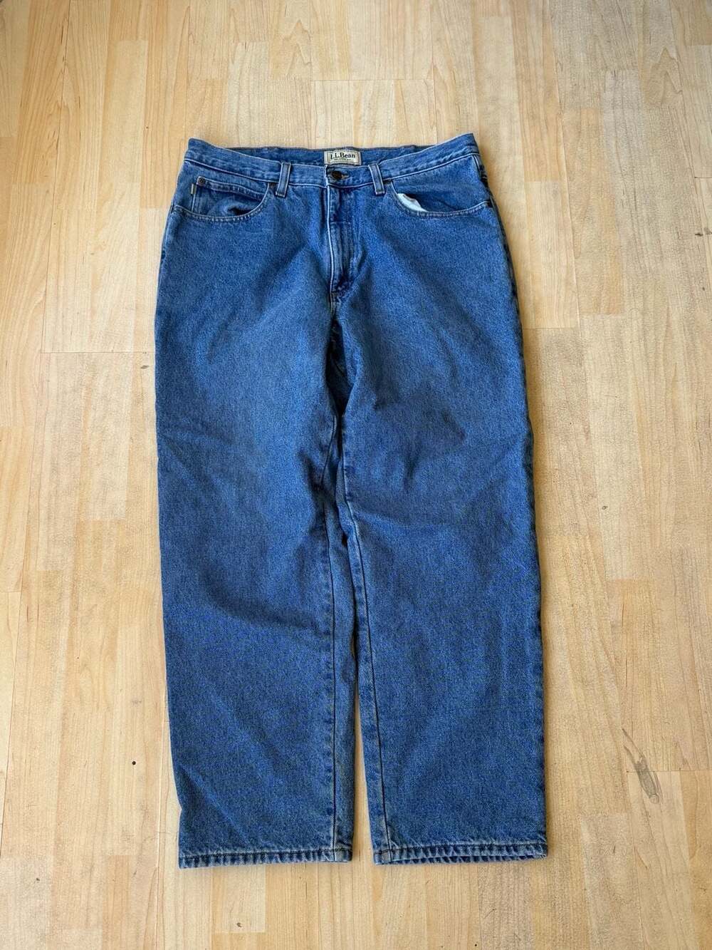L.L. Bean Relaxed Fit Flannel Lined Denim Jeans 36x30 Blue
